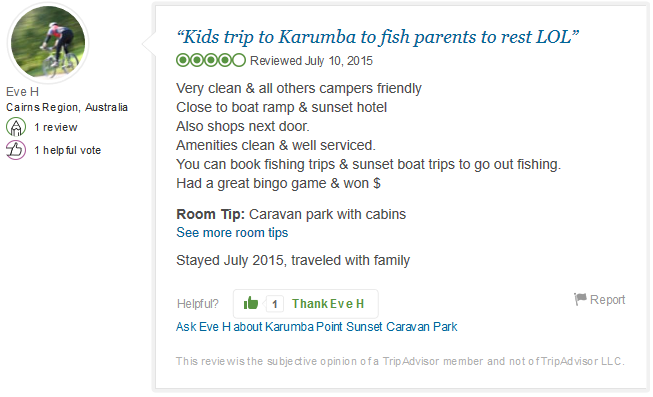 Testimonial Karumba Point Sunset Caravan Park Reviewed July 10, 2015