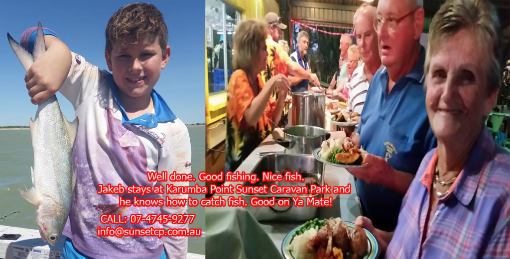 Hey Jakeb, Well done. Good fishing. Nice fish. Jakeb stays at Karumba Point Sunset Caravan Park and he knows how to catch fish. Good on Ya Mate!